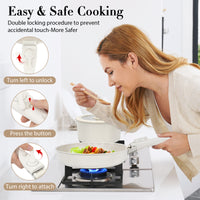 SODAY 5PCS Pot & Pans Set, Non-Stick Kitchen Cookware Set, Compatible with All Cooktops & RVs, Double Locking Detachable Handle - White