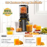 DARKIRON Cold Press Juicer, Masticating Juicer with 5.4" Large Feed Chute, 400W Slow Juicer Machines Fit Whole Vegetables and Fruits,Juicer Machine with High Juice Yield (Black)