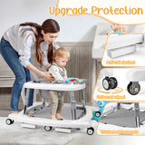 XIOYIG 5 in 1 Baby Walker, Music and Lights Walker for Baby Boy Girls 6-18 Months, Foldable Baby Walkers with Wheels and Bouncer Combo Portable, Toddler Infant Walker with Adjustable Height