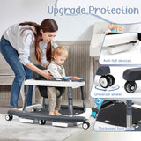 XIOYIG 5 in 1 Baby Walker, Music and Lights Walker for Baby Boy Girls 6-18 Months, Foldable Baby Walkers with Wheels and Bouncer Combo Portable, Toddler Infant Walker with Adjustable Height