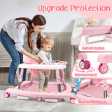 XIOYIG 5 in 1 Baby Walker, Music and Lights Walker for Baby Boy Girls 6-18 Months, Foldable Baby Walkers with Wheels and Bouncer Combo Portable, Toddler Infant Walker with Adjustable Height