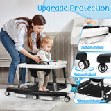 XIOYIG 5 in 1 Baby Walker, Music and Lights Walker for Baby Boy Girls 6-18 Months, Foldable Baby Walkers with Wheels and Bouncer Combo Portable, Toddler Infant Walker with Adjustable Height