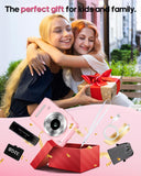 QUIOF Digital Camera 4K for Kids-48MP Autofocus Vlogging Camera with 32GB Card, 16X Zoom, Anti-Shake, Compact Point and Shoot Camera for Teens Beginners, Birthday Gift Pink