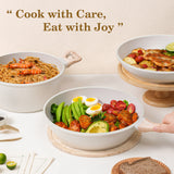 SODAY Pots and Pans Set Non Stick, 12Pcs White Granite Induction Cookware