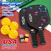 Pickleball Paddles Set of 2, USAPA Approved Fiberglass Surface Pickleball Set with 2 Pickleball Rackets,4 Pickleball Balls,1 Portable Carry Bag, Pickle Racket Set for Men Women