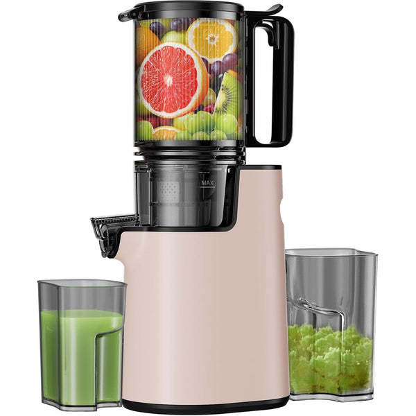 YPONE Cold Press Juicer, Masticating Juicer with 5.4" Wide Feed Chute, 350w Slow Juicer Machines Fit Whole Vegetables and Fruits,Juice Extractor Machine with High Juice Yield, Easy to Clean(Pink)