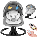 NIRGU Baby Swing for Infants, Unisex Baby Bouncer, Bluetooth Music , 5 Sway Speeds, 10 Lullabies with App Remote Control，for 0-18 months,Gray