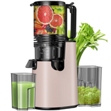 DARKIRON Cold Press Juicer, Masticating Juicer with 5.4" Wide Feed Chute, 350w Slow Juicer Machines Fit Whole Vegetables and Fruits,Juice Extractor Machine with High Juice Yield, Easy to Clean(Pink)