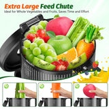 YPONE Cold Press Juicer, Masticating Juicer with 5.4" Wide Feed Chute, 350w Slow Juicer Machines Fit Whole Vegetables and Fruits,Juice Extractor Machine with High Juice Yield, Easy to Clean(Black)