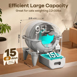 Cumrige Automatic Cat Litter Box Self Cleaning, 95L Self Cleaning Litter Box Large Capacity for Multiple Cats, App-Controlled with Safety Sensors, Removable Washable Liner,2 Rolls Garbage Bags