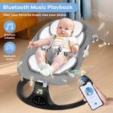 NIRGU Baby Swing for Infants, Unisex Baby Bouncer, Bluetooth Music , 5 Sway Speeds, 10 Lullabies with App Remote Control，for 0-18 months,Gray