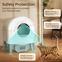 Cumrige Automatic Cat Litter Box Self Cleaning, 95L Self Cleaning Litter Box Large Capacity for Multiple Cats, App-Controlled with Safety Sensors, Removable Washable Liner,2 Rolls Garbage Bags