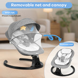 NIRGU Baby Swing for Infants, Unisex Baby Bouncer, Bluetooth Music , 5 Sway Speeds, 10 Lullabies with App Remote Control，for 0-18 months,Gray