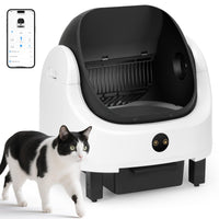 Cumrige Self Cleaning Litter Box,Open Top Design Automatic Cat Litter Box Self Cleaning for Multiple Cats with App Control Safety Protection,White & Black