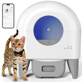 Fumoi Automatic Litter Box,95L Self Cleaning Litter Box Large Capacity for Multiple Cats, App-Controlled with Safety Sensors, Removable Washable Liner,2 Rolls Garbage Bags,Grey