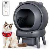 Automatic Litter Box, Self Cleaning Litter Box with App Control, Large Capacity for Multiple Cats, Noise & Odor Control, Dual Safety Sensors, Easy Maintenance with 2 Roll Garbage Bags, Gray