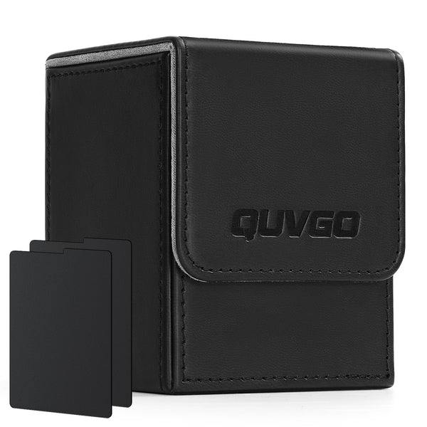 QUVGO MTG Deck Box with 2 Dividers, Fits 100+ Single Sleeved Cards, Collectible Trading Card for MTG Commander Deck Box, Black
