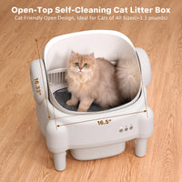 Self Cleaning Litter Box,Open Top Design Automatic Cat Litter Box Self Cleaning for Multiple Cats with App Control Safety Protection,White (Copy)