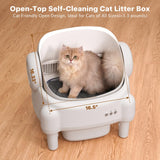Self Cleaning Litter Box,Open Top Design Automatic Cat Litter Box Self Cleaning for Multiple Cats with App Control Safety Protection,White (Copy)
