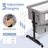 3 in 1 Bassinets Bedside Sleeper, Baby Bassinet, Adjustable Height Bedside Sleeper with Rocking Mode, Breathable Mesh, Storage Basket, Lockable Wheels, Easy Assemble & Folding (Gray)