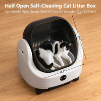 Cumrige Self Cleaning Litter Box,Open Top Design Automatic Cat Litter Box Self Cleaning for Multiple Cats with App Control Safety Protection,White & Black