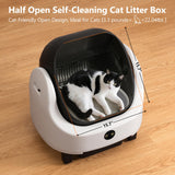 Cumrige Self Cleaning Litter Box,Open Top Design Automatic Cat Litter Box Self Cleaning for Multiple Cats with App Control Safety Protection,White & Black