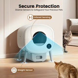 TAYACICY Automatic Cat Litter Box,Self Cleaning Litter Box Large Capacity for Multiple Cats with App Control and Safety Protection,2 Roll Litter Bags,White