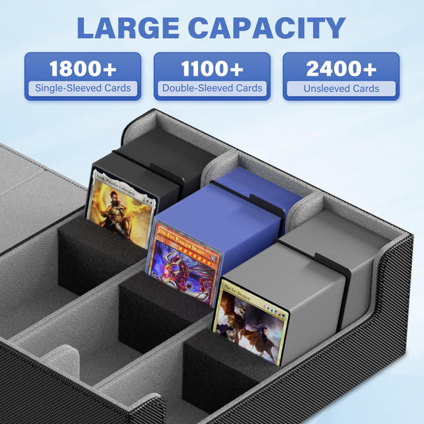 QUVGO Trading Card Storage Box for 1800+, Leather Storage Box with Str rechar.inc QUVGO Trading Card Storage Box for 1800+, Leather Storage Box with Str rechar.inc