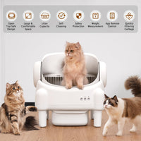 Self Cleaning Litter Box,Open Top Design Automatic Cat Litter Box Self Cleaning for Multiple Cats with App Control Safety Protection,White (Copy)
