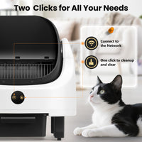 Cumrige Self Cleaning Litter Box,Open Top Design Automatic Cat Litter Box Self Cleaning for Multiple Cats with App Control Safety Protection,White & Black