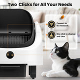 Cumrige Self Cleaning Litter Box,Open Top Design Automatic Cat Litter Box Self Cleaning for Multiple Cats with App Control Safety Protection,White & Black
