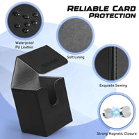 QUVGO MTG Deck Box with 2 Dividers, Fits 100+ Single Sleeved Cards, Collectible Trading Card for MTG Commander Deck Box, Black
