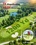 Golf Rangefinder with Slope Switch, Rechargeable Range Finder with Flag Lock Vibration, 7X Magnification Golf Rangefinder 1200 Yards, Portable with Magnetic Stripe – Tournament Legal, White
