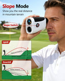 Golf Rangefinder with Slope Switch, Rechargeable Range Finder with Flag Lock Vibration, 7X Magnification Golf Rangefinder 1200 Yards, Portable with Magnetic Stripe – Tournament Legal, White
