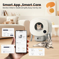 TAYACICY Automatic Cat Litter Box,Self Cleaning Litter Box Large Capacity for Multiple Cats with App Control and Safety Protection,2 Roll Litter Bags,White
