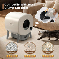TAYACICY Automatic Cat Litter Box,Self Cleaning Litter Box Large Capacity for Multiple Cats with App Control and Safety Protection,2 Roll Litter Bags,White