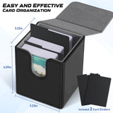 QUVGO MTG Deck Box with 2 Dividers, Fits 100+ Single Sleeved Cards, Collectible Trading Card for MTG Commander Deck Box, Black