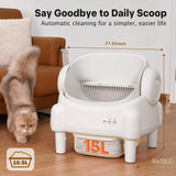 Self Cleaning Litter Box,Open Top Design Automatic Cat Litter Box Self Cleaning for Multiple Cats with App Control Safety Protection,White (Copy)