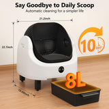 Cumrige Self Cleaning Litter Box,Open Top Design Automatic Cat Litter Box Self Cleaning for Multiple Cats with App Control Safety Protection,White & Black