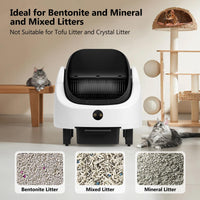 Cumrige Self Cleaning Litter Box,Open Top Design Automatic Cat Litter Box Self Cleaning for Multiple Cats with App Control Safety Protection,White & Black