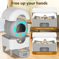 Fumoi Automatic Litter Box,95L Self Cleaning Litter Box Large Capacity for Multiple Cats, App-Controlled with Safety Sensors, Removable Washable Liner,2 Rolls Garbage Bags,Grey