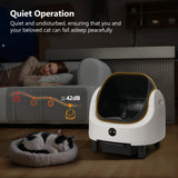 Cumrige Self Cleaning Litter Box,Open Top Design Automatic Cat Litter Box Self Cleaning for Multiple Cats with App Control Safety Protection,White & Black